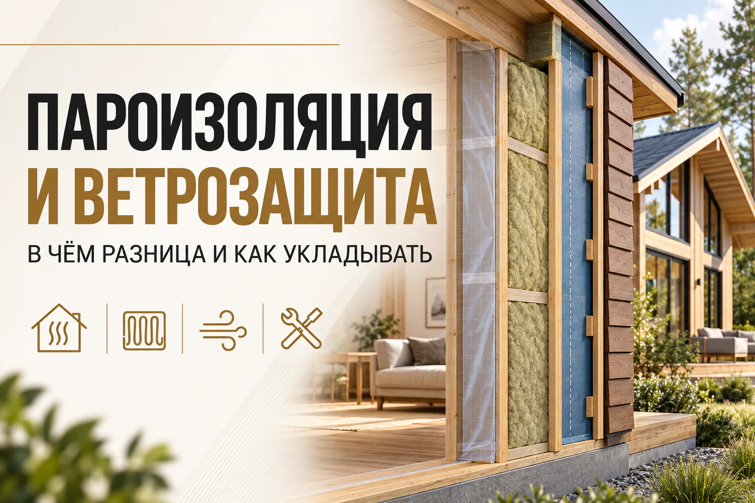 Пароизоляция и ветрозащита каркасного дома: в чём разница и какой стороной их укладывать