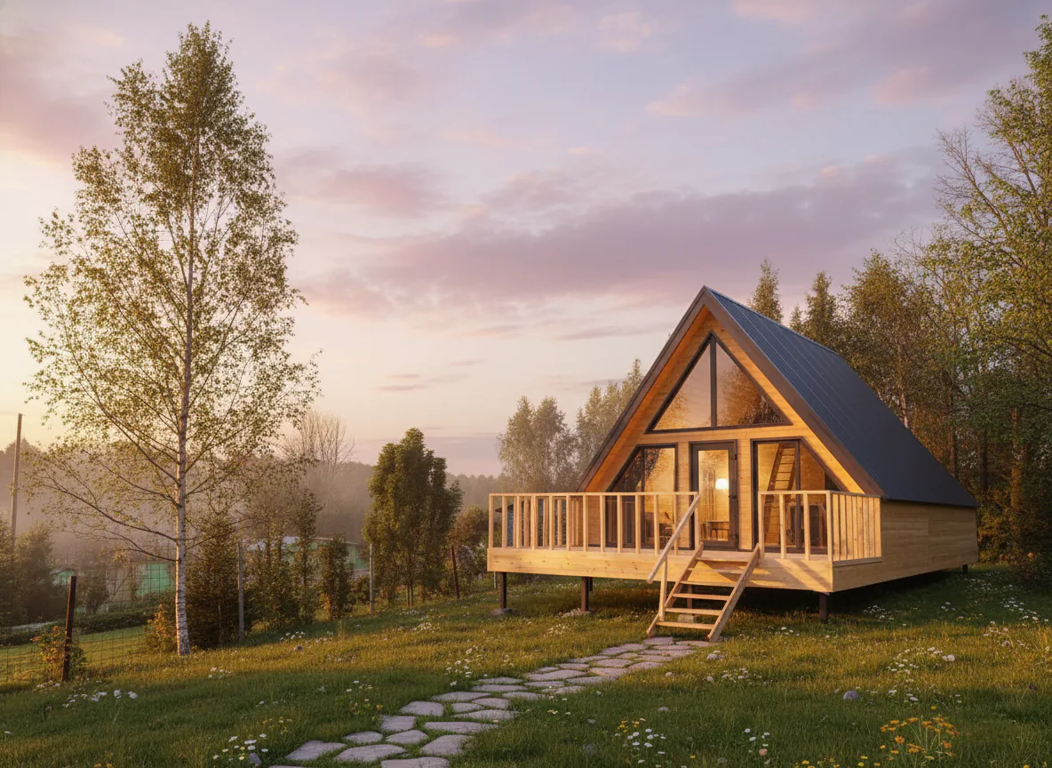 А-фрейм 6х8м с террасой 18 м²